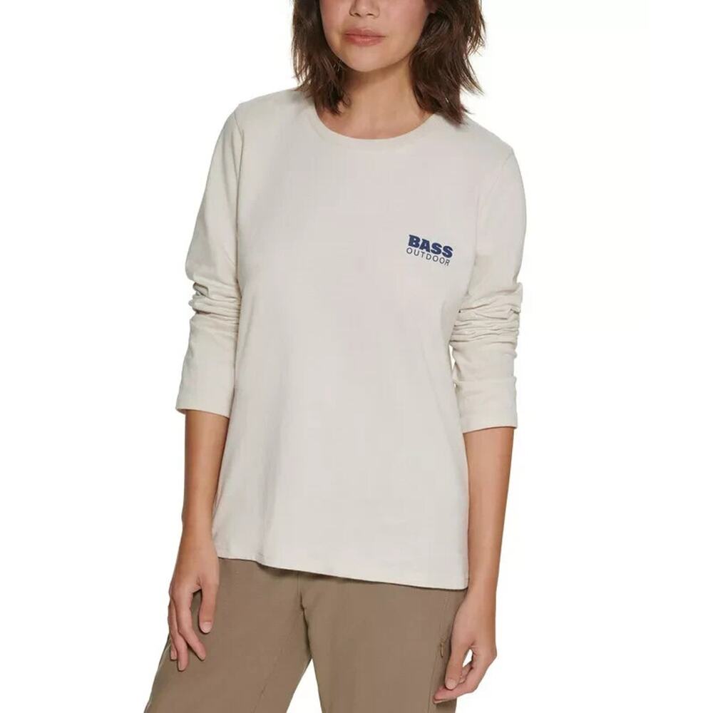 Bass Outdoor Women's Cotton B with Tree-Graphic T-Shirt Off White Medium NWT